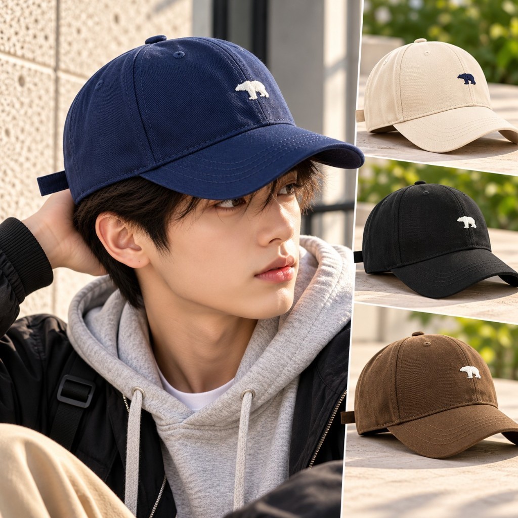 Mũ Lưỡi Trai Thêu Gấu Unisex Nam Nữ, Nón Kết Thời Trang Phong Cách Hàn Quốc, Nhiều Màu Dễ Phối Đồ
