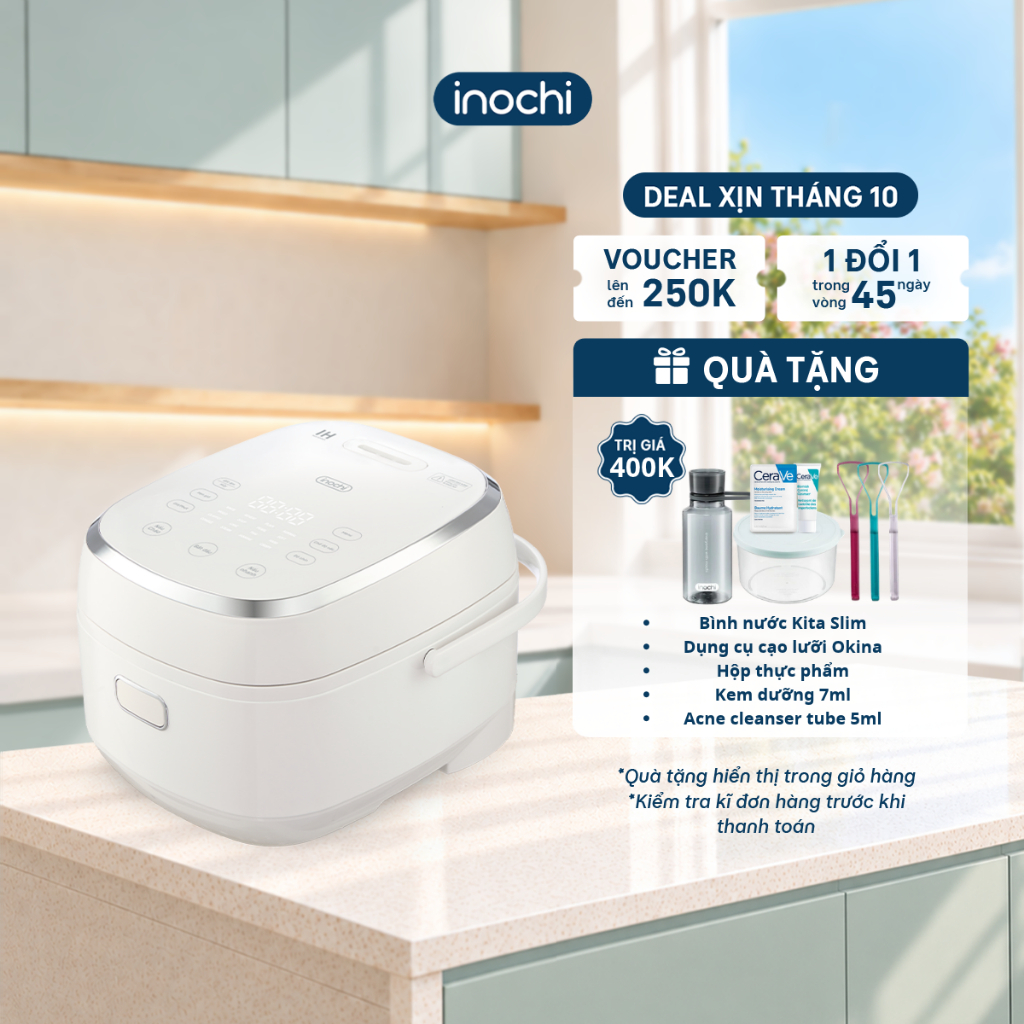 Nồi Cơm Điện Cao Tần Inochi Akiba AS-IHW40Y | Dung tích 1.8L | Nồi Cao Tần Nấu Cơm Ngon Tự Động, Song Ngữ