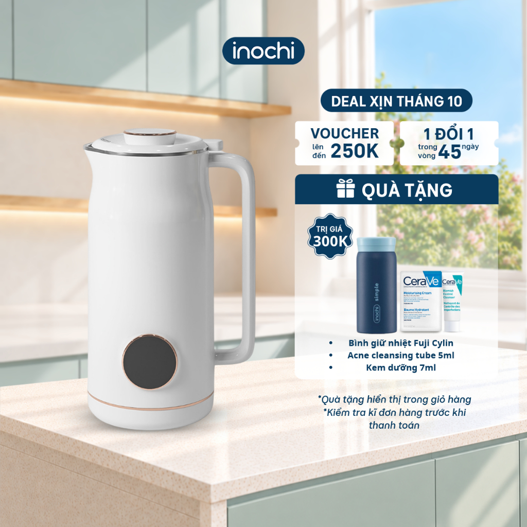 Inochi Máy làm sữa hạt Akiba Peppy – Tích hợp 8 chức năng, Màn hình cảm ứng, Dễ vệ sinh, Vận hành êm ái
