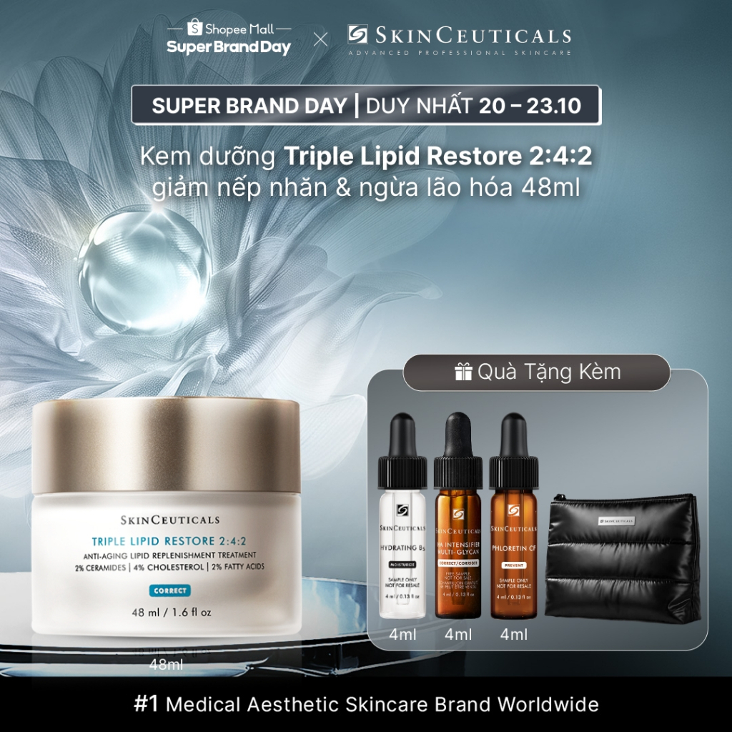 Kem dưỡng ẩm sâu,ngăn ngừa lão hóa,phục hồi bảo vệ hàng rào da căng mịn Skin Ceuticals Triple Lipid Restore 2:4:2 48ml