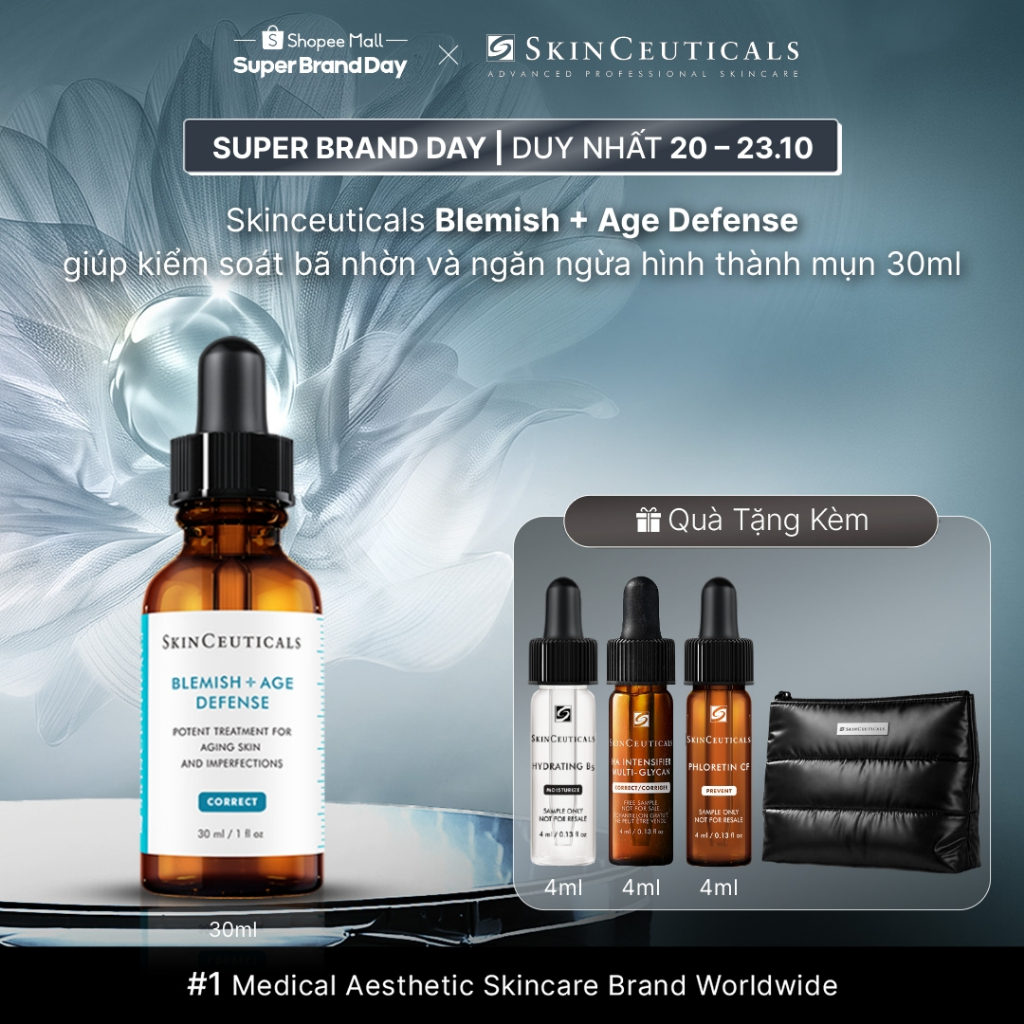 Dưỡng chất Skin Ceuticals Blemish+Age Defense giúp kiểm soát bã nhờn và ngăn ngừa hình thành mụn 30ml