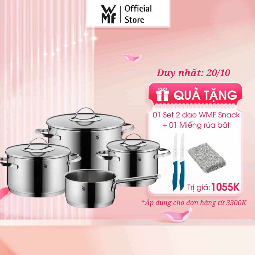 Bộ Nồi 4 Món WMF Aparto / Provence / Inspiration Đáy Từ 3 Lớp, Chất Liệu Thép Không Gỉ Cromargan