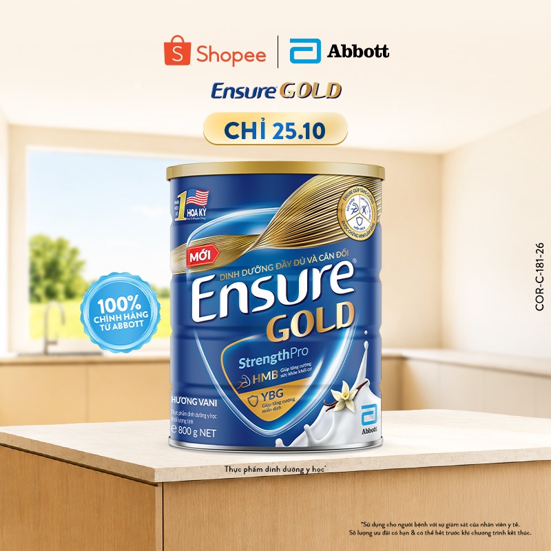 Sữa bột Ensure Gold Abbott hương vani 800g