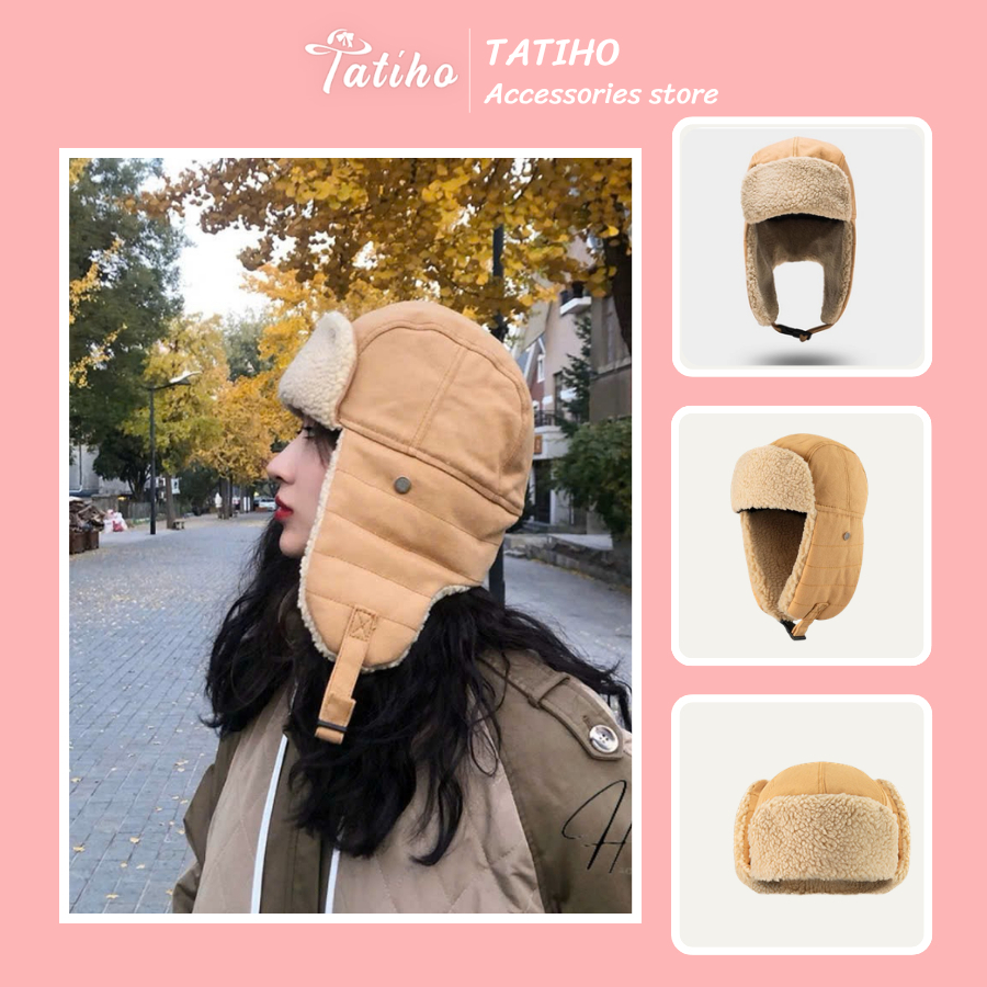 Mũ Nón Len Phi Công Giữ Ấm Unisex Chất Dày Nam Nữ Chụp Tai Họa Tiết Trơn Thời Trang Thu Đông - Mã NL004