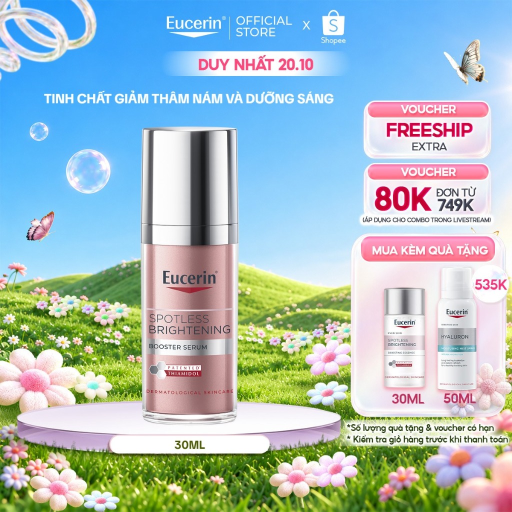 Tinh chất giảm thâm nám & dưỡng sáng Eucerin Spotless Brightening Booster Serum 30ml | Serum mờ thâm sáng da | Skincare
