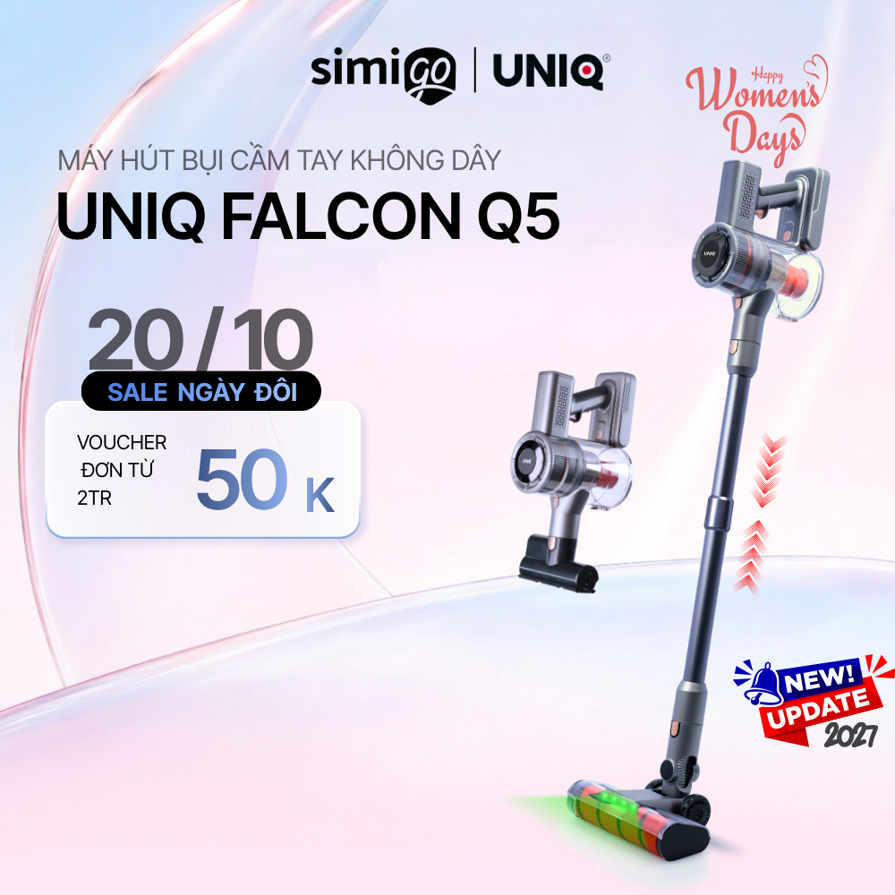 Máy hút bụi cầm tay không dây UNIQ Falcon Q5 cây hút bụi lau nhà giường nệm gia đình đa năng xe ô tô ga sofa mini