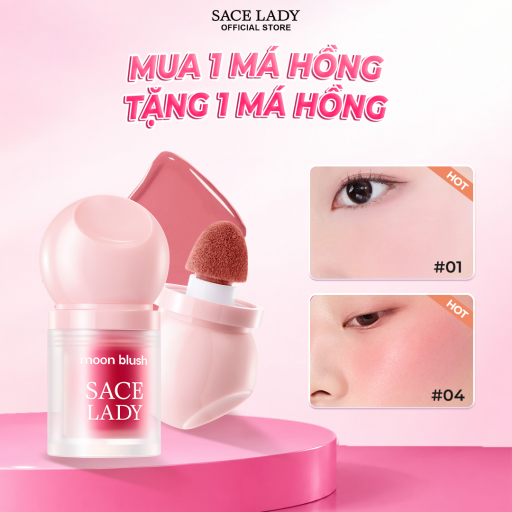 Má hồng lười SACE LADY, đa năng, dễ áp dụng, đa năng để trang điểm mặt 3.8g