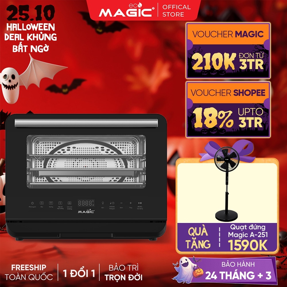 Nồi Chiên Kết Hợp Hấp 2IN1,Dung tích 23L Magic Eco S23 – Công nghệ hấp hiện đại, BH 24 Tháng