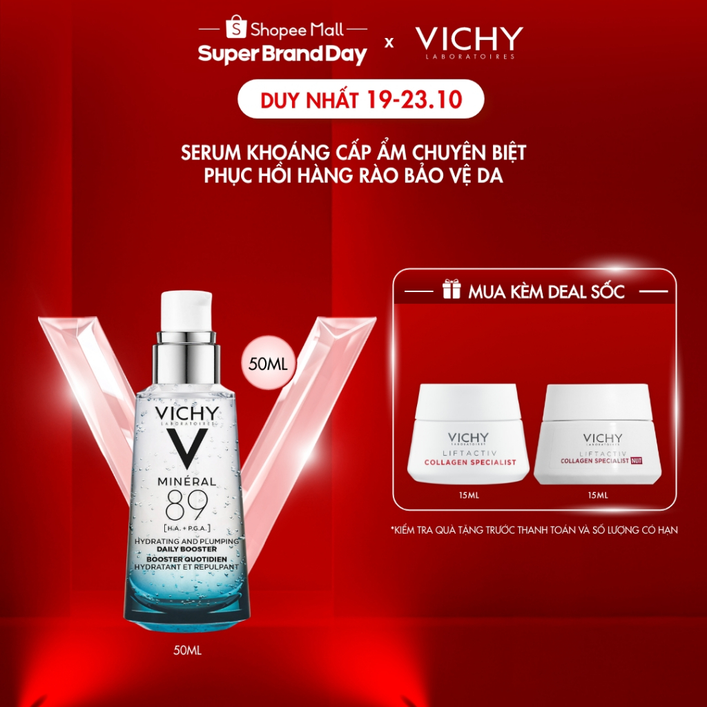 Serum khoáng “quốc dân” giúp phục hồi và cấp ẩm chuyên biệt Vichy Mineral 89 50ml, chống đa tác nhân làm suy yếu da