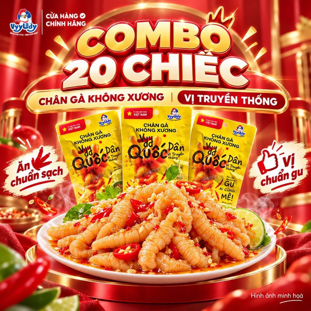[MUA 20 TẶNG 7] Chân gà không xương VYY QUỐC DÂN 26G - Vị cay truyền thống - Chân gà Vyy Lady, chân gà rút xương