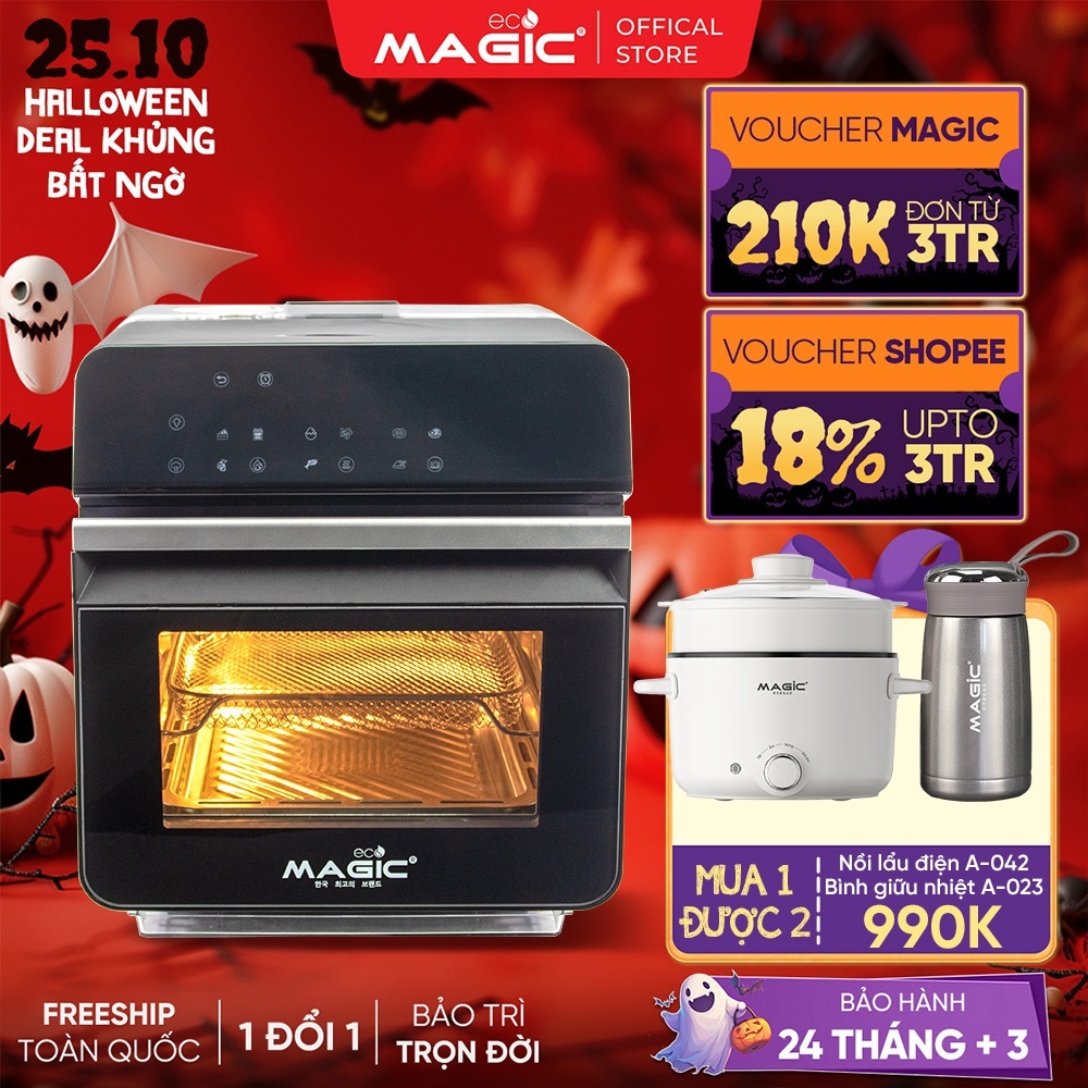 Nồi chiên hơi nước Magic Eco S12 - 9 chế độ nấu, tự vệ sinh bằng hơi nước, dung tích 12L - BH 24th