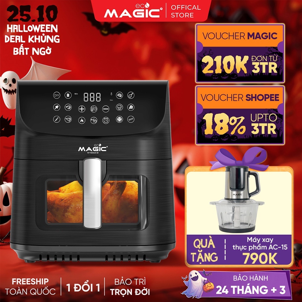 Nồi Chiên Không Dầu Magic Eco AC-160 9L, Công Nghệ Fry Force 360°, Công Suất 1800W, Điều Khiển Cảm Ứng