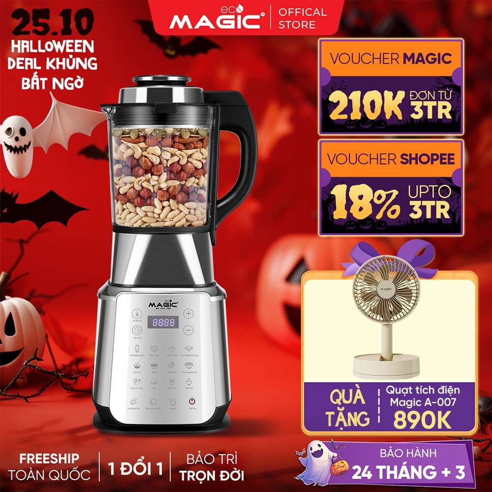 Máy Làm Sữa Hạt 15 Chức Năng 1,75L Magic Eco AC-145, Tự Động Vệ Sinh, Lưỡi Dao 8 Cánh Thép Không Gỉ