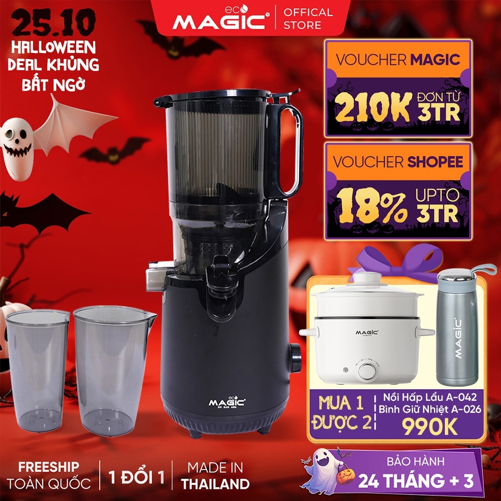 Máy Ép Chậm Magic Eco AC-144, Miệng Rộng 135mm, Công Nghệ Cold Press, Lưới Lọc 3 Tầng, Công Suất 250W