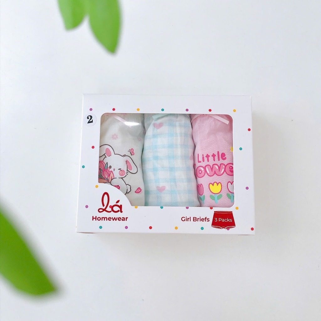 Combo 3 quần chip đùi bé gái vải sợi Sồi Lá Homewear CD03, quần lót trẻ em Modal mềm mướt an toàn