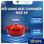 Nồi Gang Charmer Tráng Men CM24HK Size 24cm Màu Đỏ Dày Dặn Phù Hợp Mọi Bếp Hầm Xương Kho Cá - Ani Bình Đồ Gia — ảnh 1