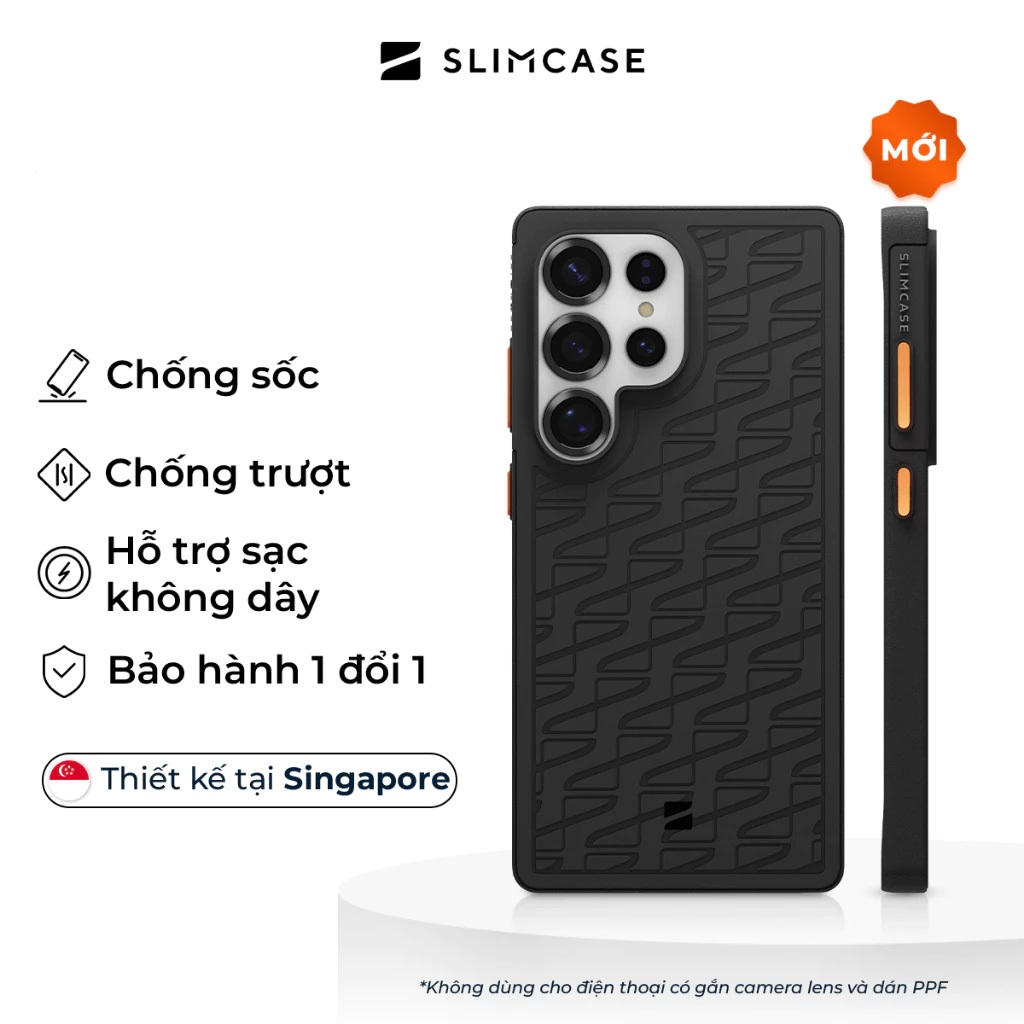 Ốp lưng SPORT Samsung Galaxy S25 Ultra SLIMCASE -  Chống sốc, chống trượt. TẶNG kèm bộ nút bấm