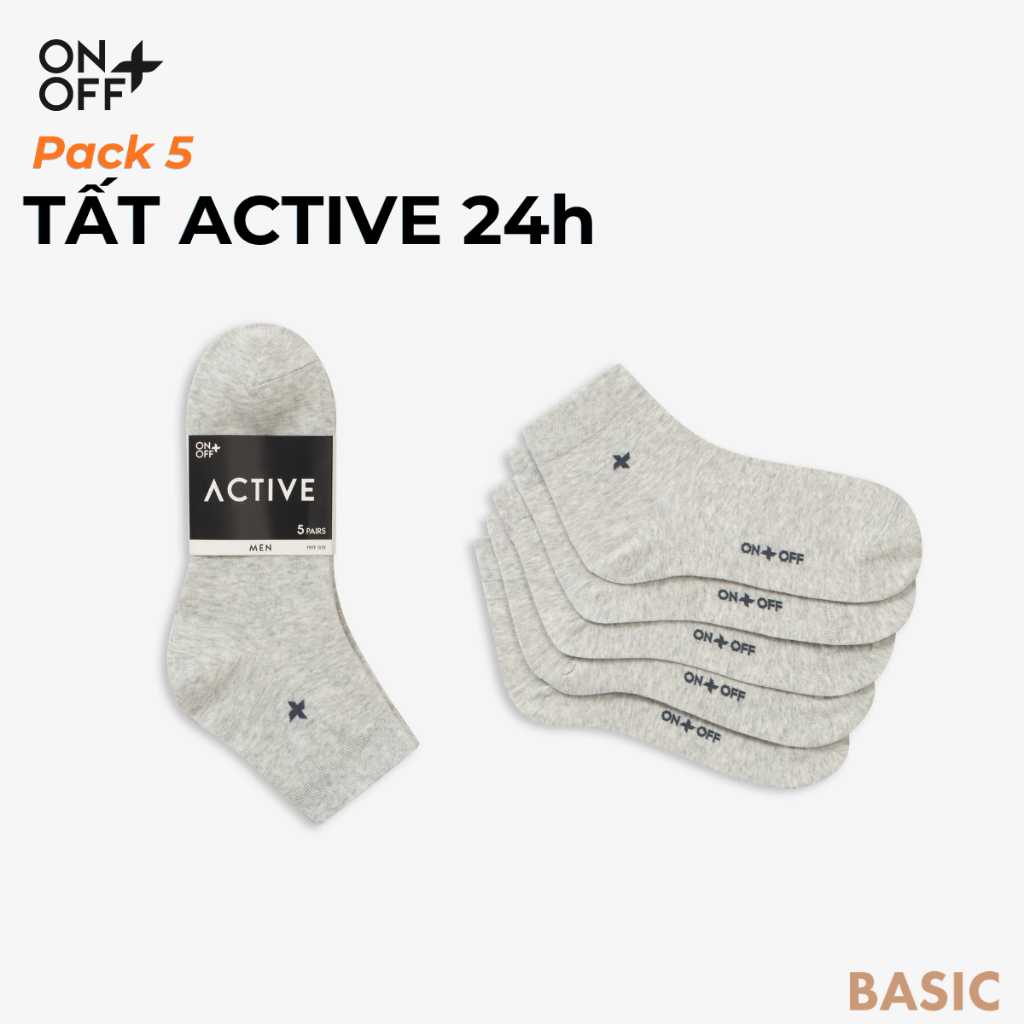 Combo 5 đôi tất vớ nam cổ ngắn cotton ONOFF basic mềm mại mỏng nhẹ thoáng khí - 18AE23A004