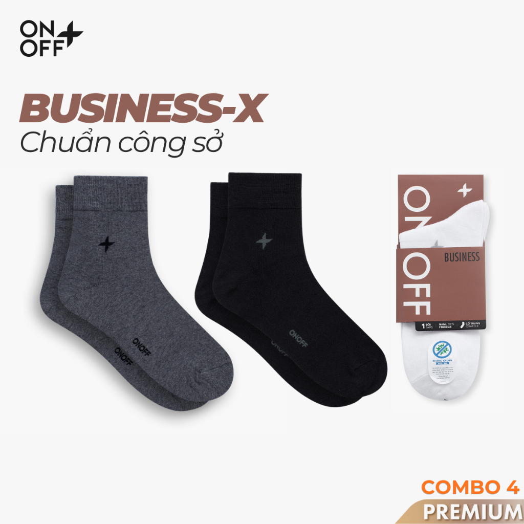 Combo 4 đôi tất nam business cổ trung cotton kháng khuẩn khử mùi Ultrafresh ONOFF - 18AQ26A151