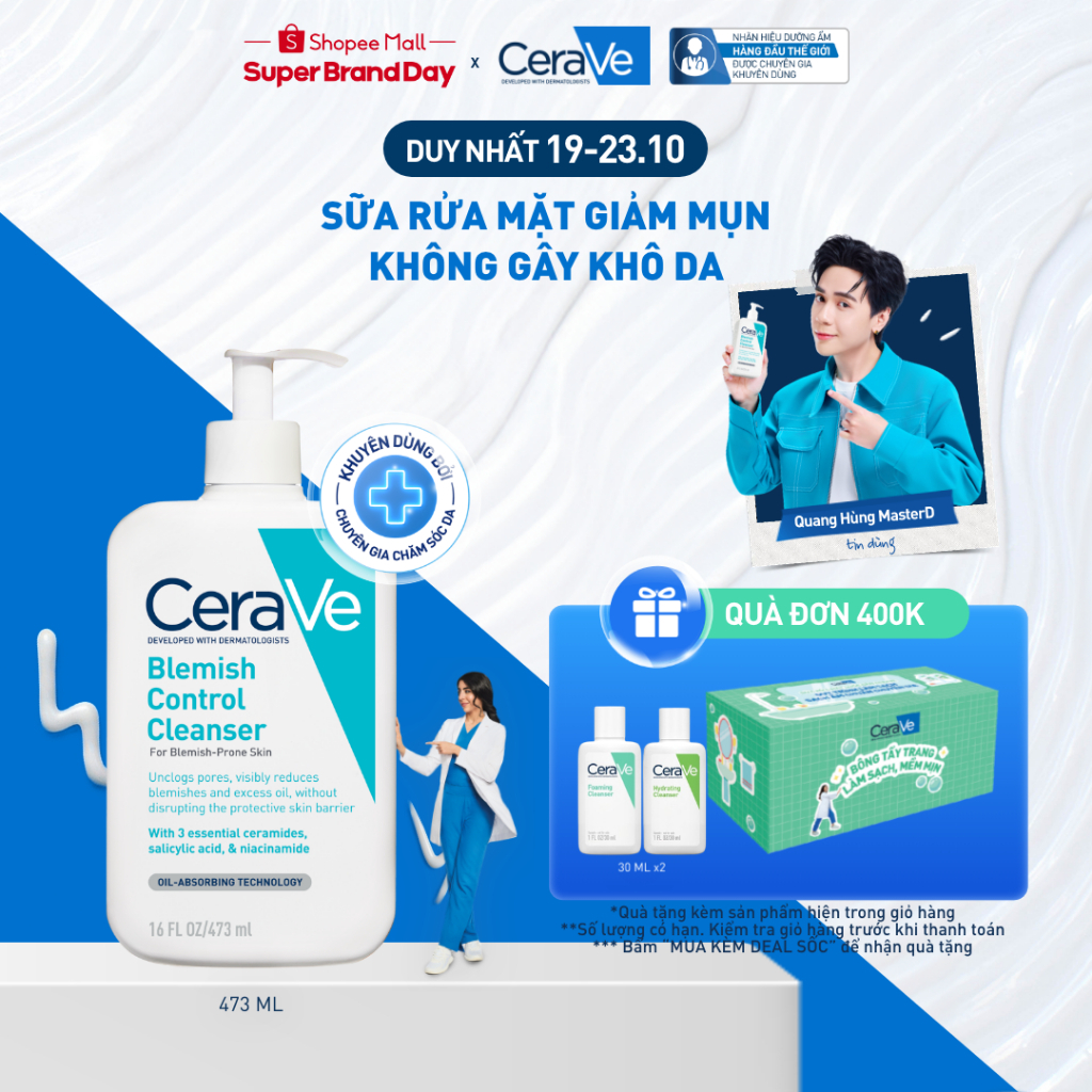Sữa rửa mặt giảm mụn CeraVe Blemish Control Cleanser 473ml