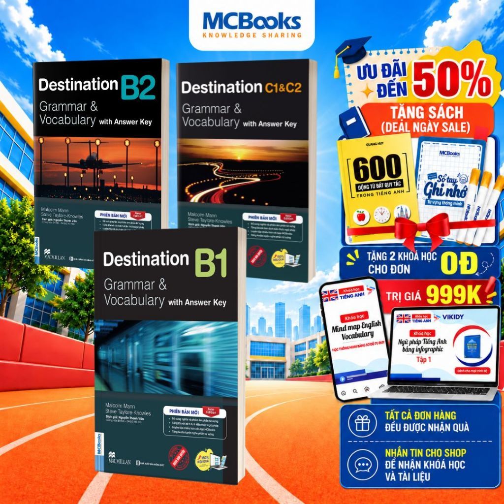 Sách - Trọn Bộ Giáo Trình Destination Grammar & Vocabulary B1, B2, C1&C2 phân loại Lẻ/combo PB 2026