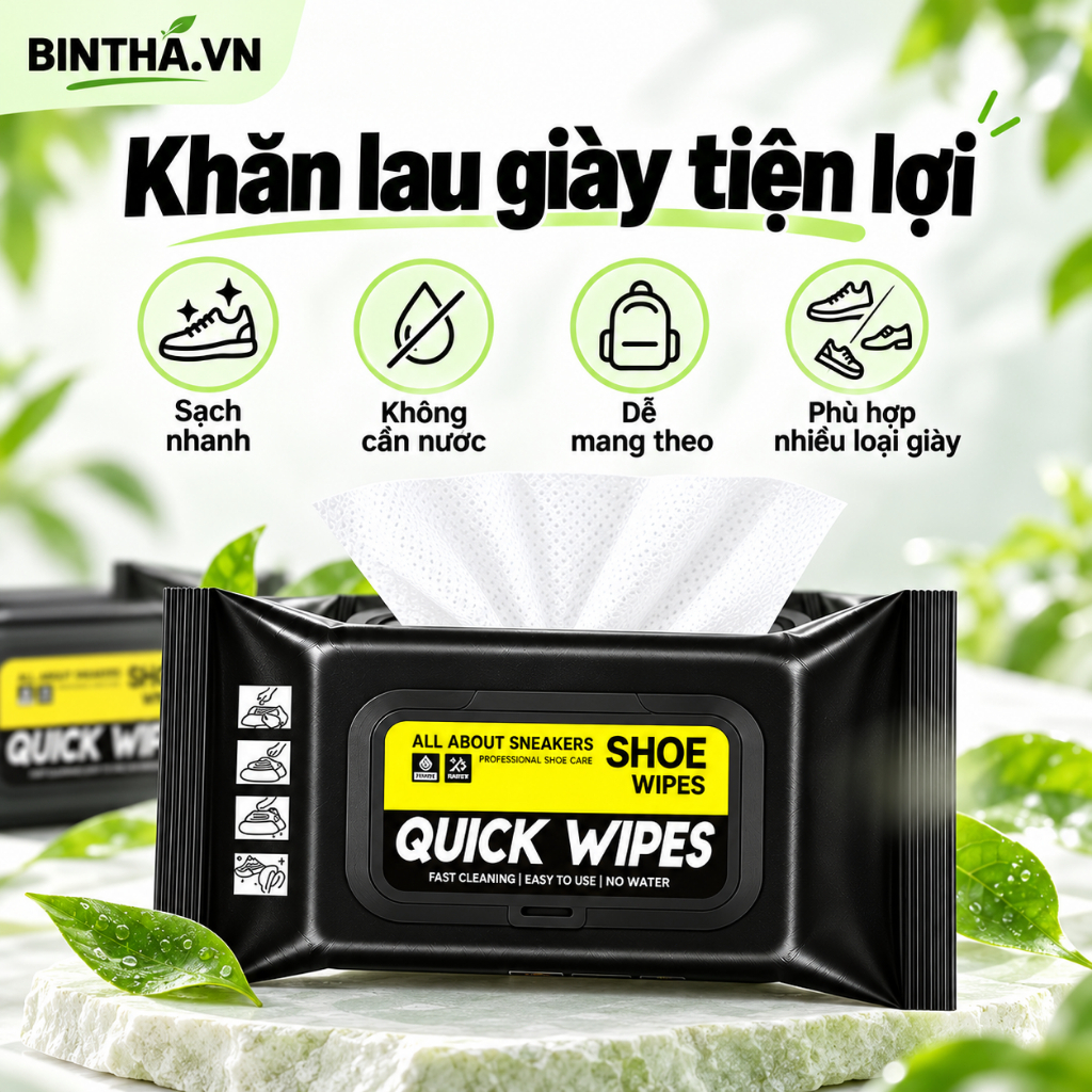 Khăn Ướt Lau Giày Sneaker Wipes Làm Sạch Nhanh Nhỏ Gọn Bỏ Túi Không Cần Nước Du Lịch Tiện Lợi