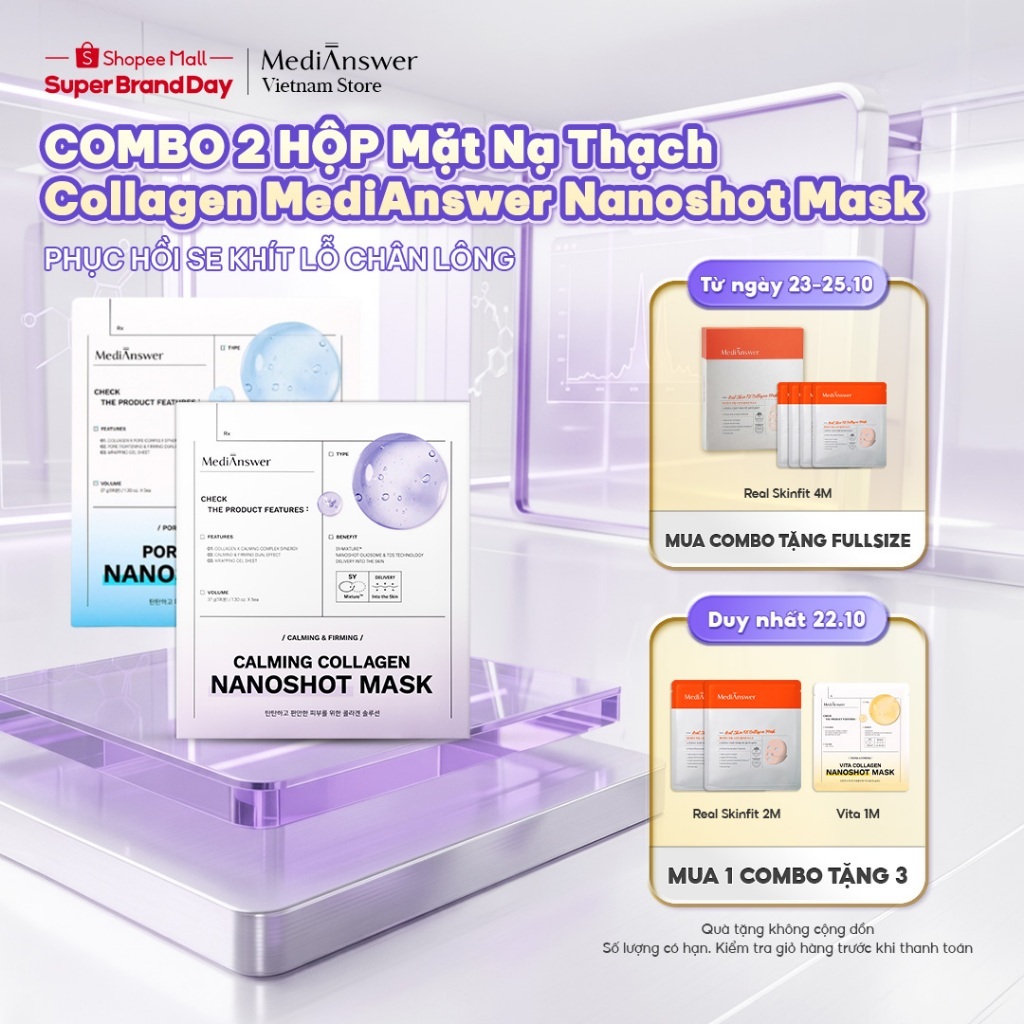 [COMBO 2 HỘP] Mặt Nạ Thạch Collagen MediAnswer Nanoshot Mask 37g | Hộp 5 Miếng