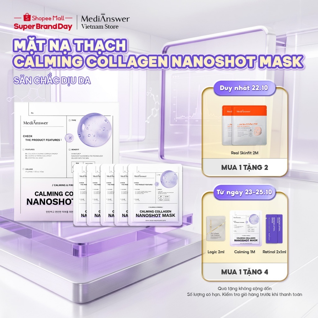 Mặt Nạ Thạch Collagen Nano Săn Chắc Dịu Da MediAnswer Calming Collagen Nanoshot Mask 37g | Hộp 5 Miếng