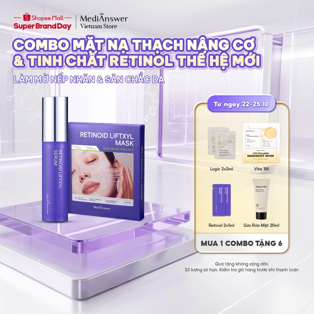 [COMBO] Mặt Nạ Retinol & Tinh Chất Retinol Liftxyl MediAnswer Mask 4x43g & Serum 30ml