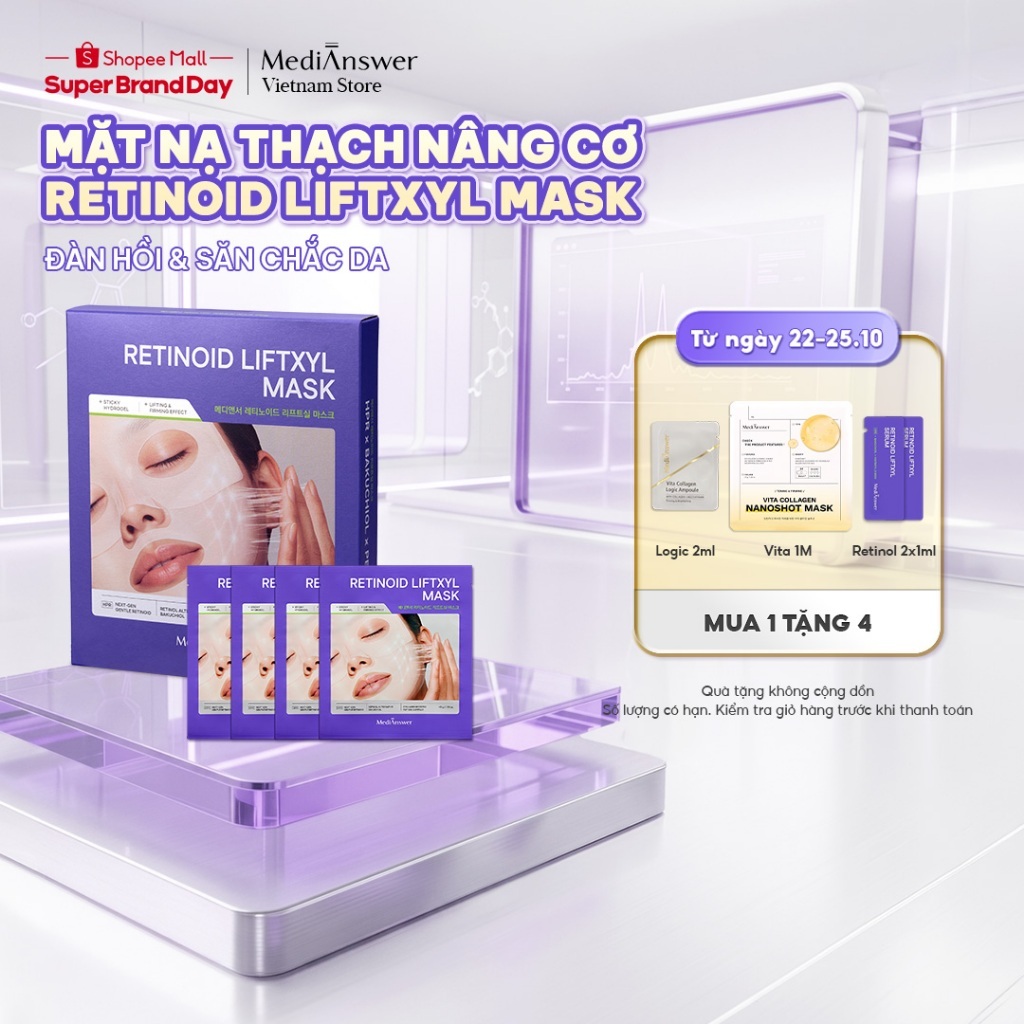 Mặt Nạ Thạch Retinol Nâng Cơ Đàn Hồi Săn Chắc Da MediAnswer Retinoid Liftxyl Mask 43g | Hộp 4 Miếng