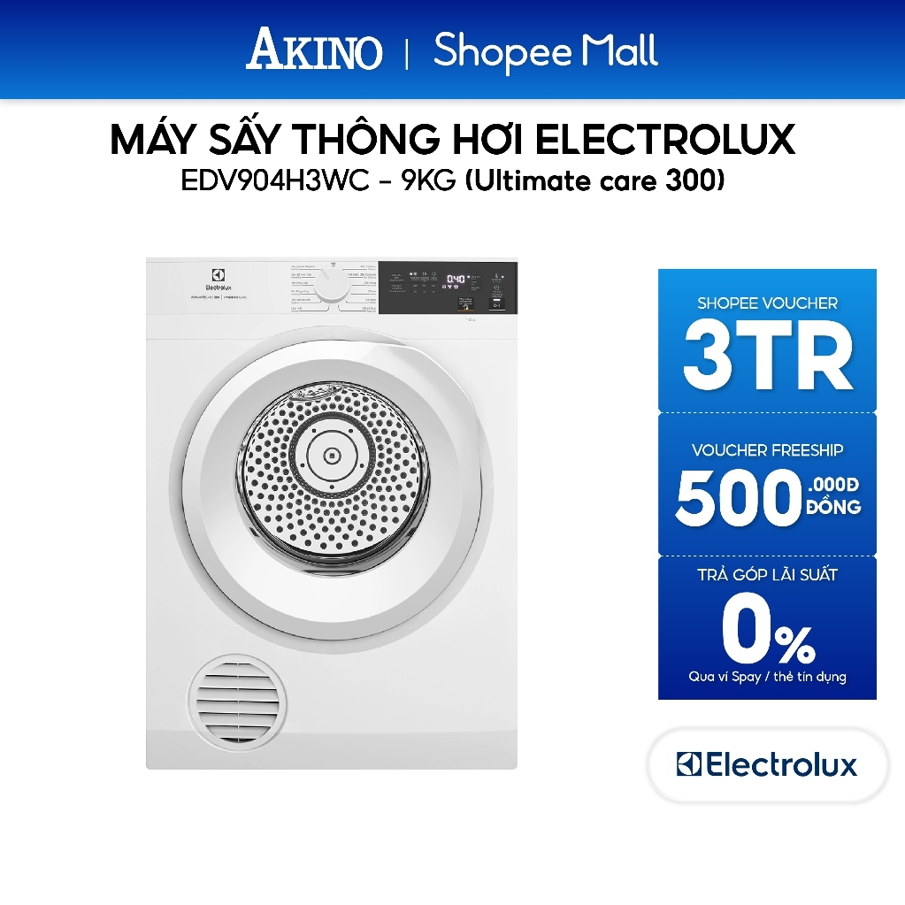 EDV904H3WC | Máy sấy quần áo thông hơi Electrolux 9 kg