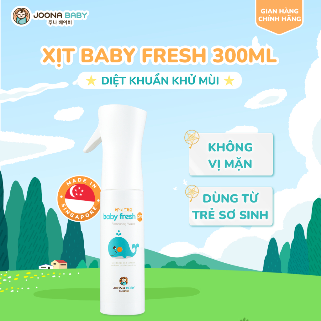 [TẶNG QUÀ] Xịt đa năng khử khuẩn, khử mùi đồ chơi, bình sữa, núm ti giả Baby Fresh Pro 300ml cho bé - Joona Baby