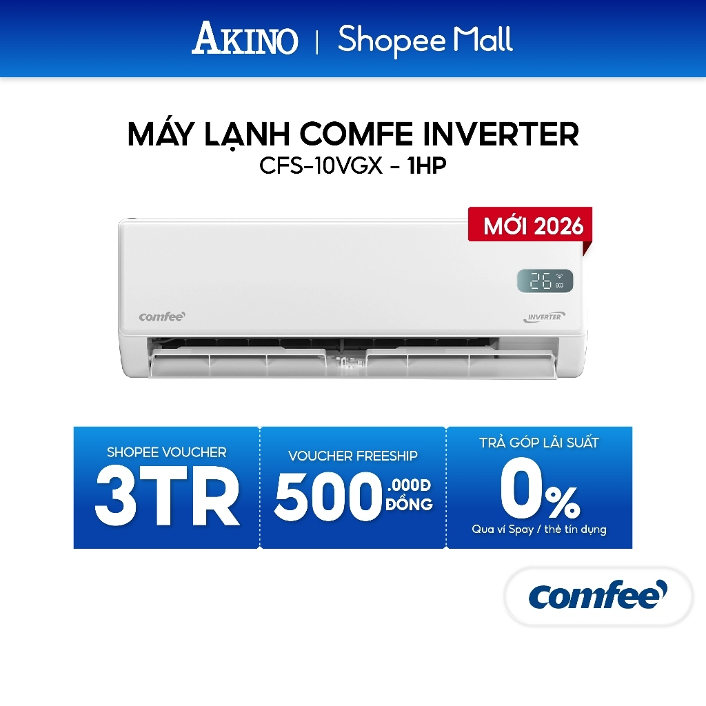[Inverter tiêu chuẩn 2026] CFS-10VGX I Máy Lạnh Comfee Inverter Tiết Kiệm Điện 9.000BTU/1.0HP/1Ngựa