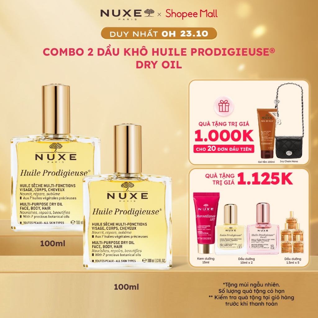 Combo 2 Dầu dưỡng khô đa năng Nuxe Huile Prodigieuse® 100ml