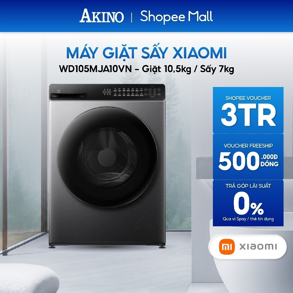 [Công lắp đặt 0Đ HN HCM] WD105MJA10VN | Máy giặt sấy Lồng Ngang Xiaomi Giặt 10.5kg/ Sấy 7kg
