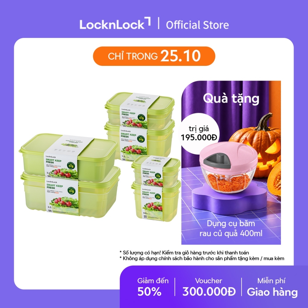 Bộ 7 hộp bảo quản thực phẩm LocknLock Smart Keep Fresh food container giữ tươi mát lên đến 31 ngày