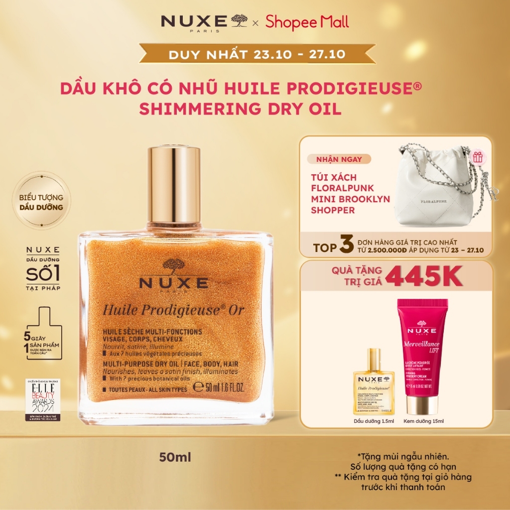 Dầu khô có nhũ Nuxe Huile Prodigieuse Shimmering Dry Oil 50ml