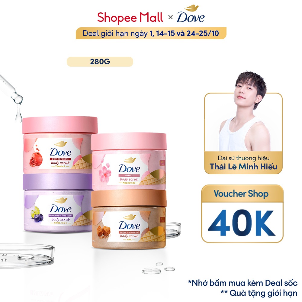 [CHÍNH HÃNG ĐỘC QUYỀN] Tẩy Tế Bào Chết Body Dove Chăm Da Sáng Mịn 280G