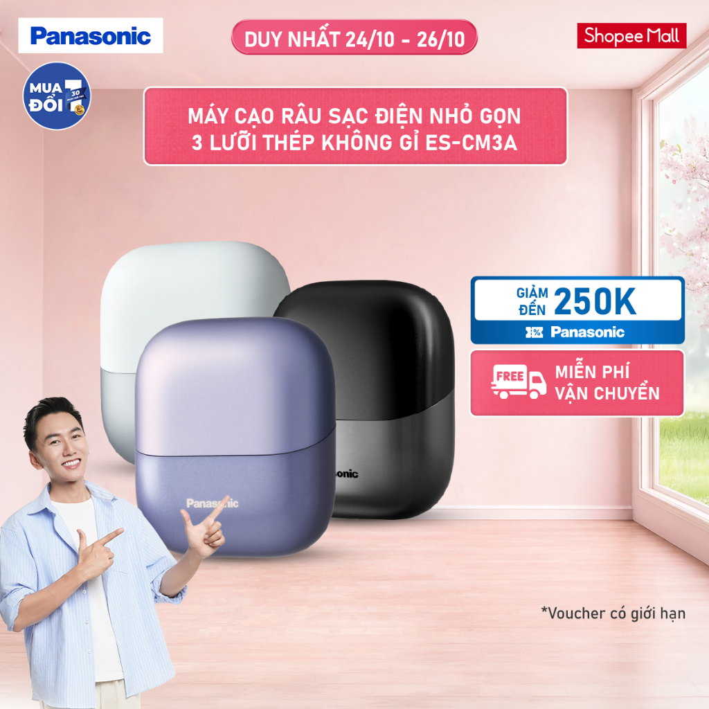 Máy Cạo Râu Sạc điện Nhỏ gọn 3 lưỡi thép không gỉ ES-CM3A - Cạo râu êm ái
