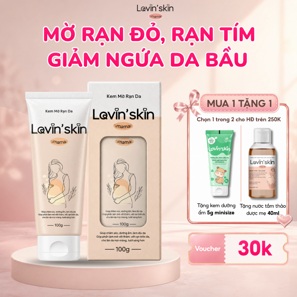 Kem rạn da cho bà bầu Lovin'Skin Mama, hỗ trợ chống rạn hiệu quả, giảm thâm, ngứa da, ngừa hình thành rạn mới