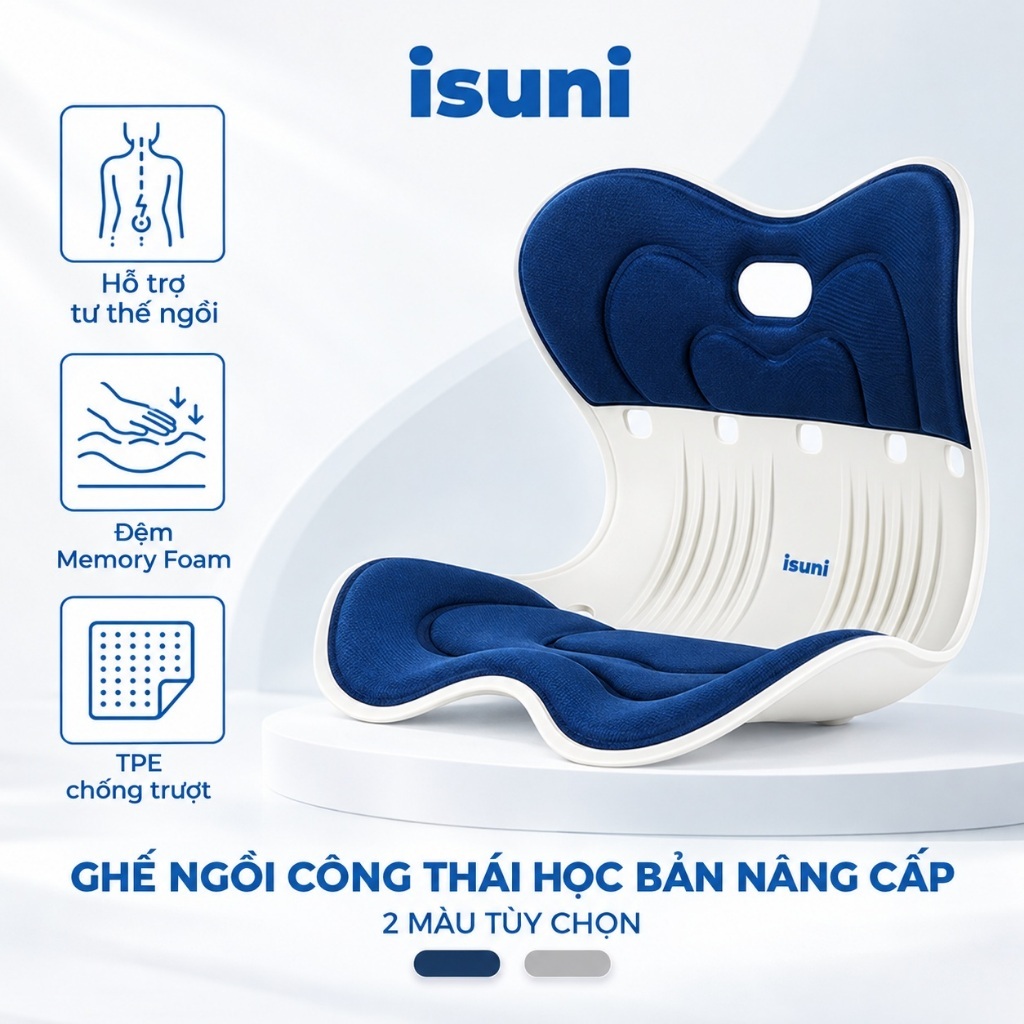 Ghế Công Thái Học ISUNI Bản Nâng Cấp, Đệm Memory Foam Hỗ Trợ Tư Thế Ngồi Cho Dân Văn Phòng, Người Ngồi Lâu