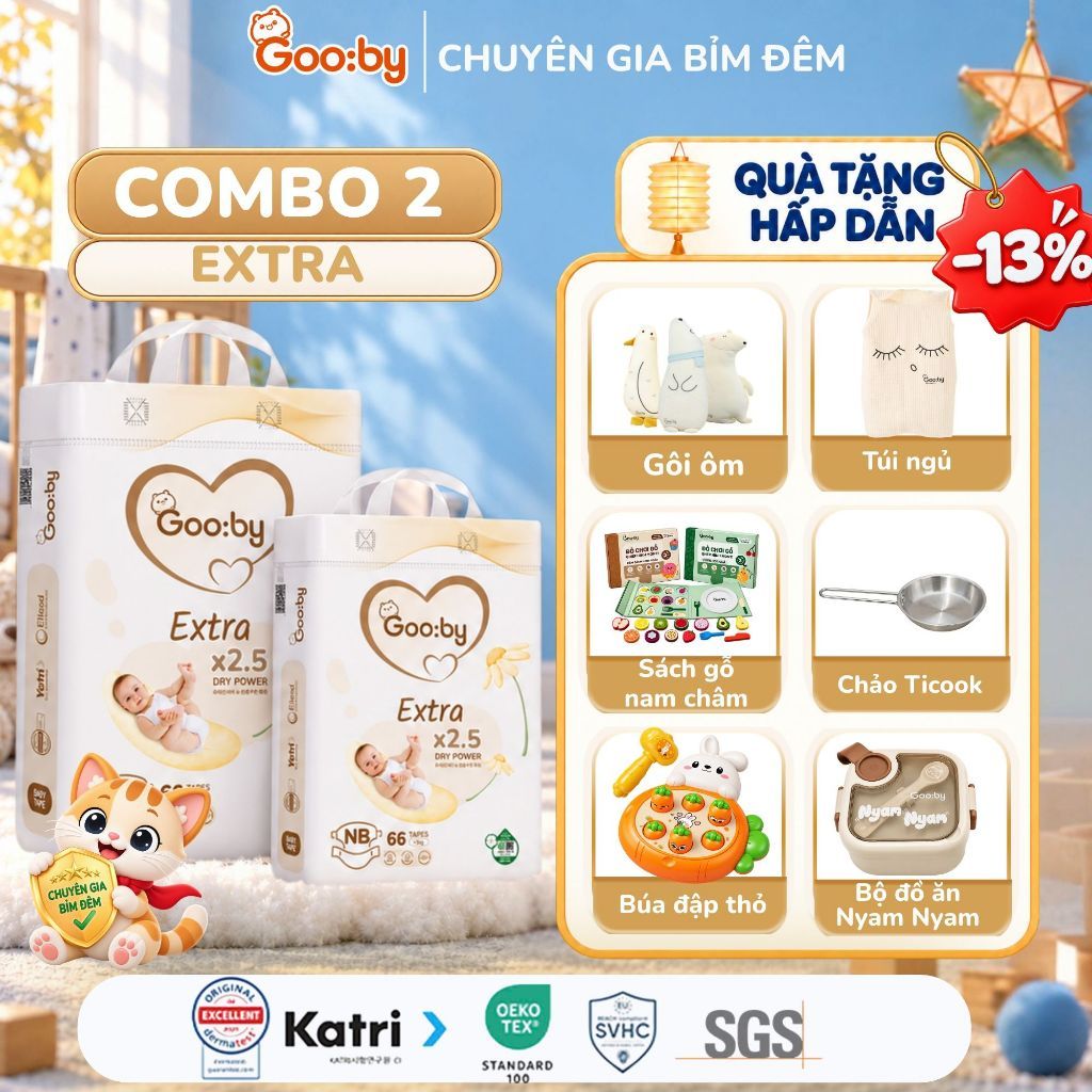 [Kèm quà] Combo 2 bịch Gooby Quần/Dán siêu mỏng mềm, thấm hút tốt size M/L/XL/XXL/XXXL cho bé từ 6kg-25Kg