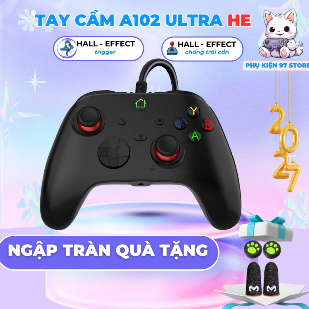 💛 Giá Sốc 💛Tay Cầm Chơi Game A102 ULTRA 2026 - Joystick Hall Effect Chống Trôi, Analog 360 độ, Macro