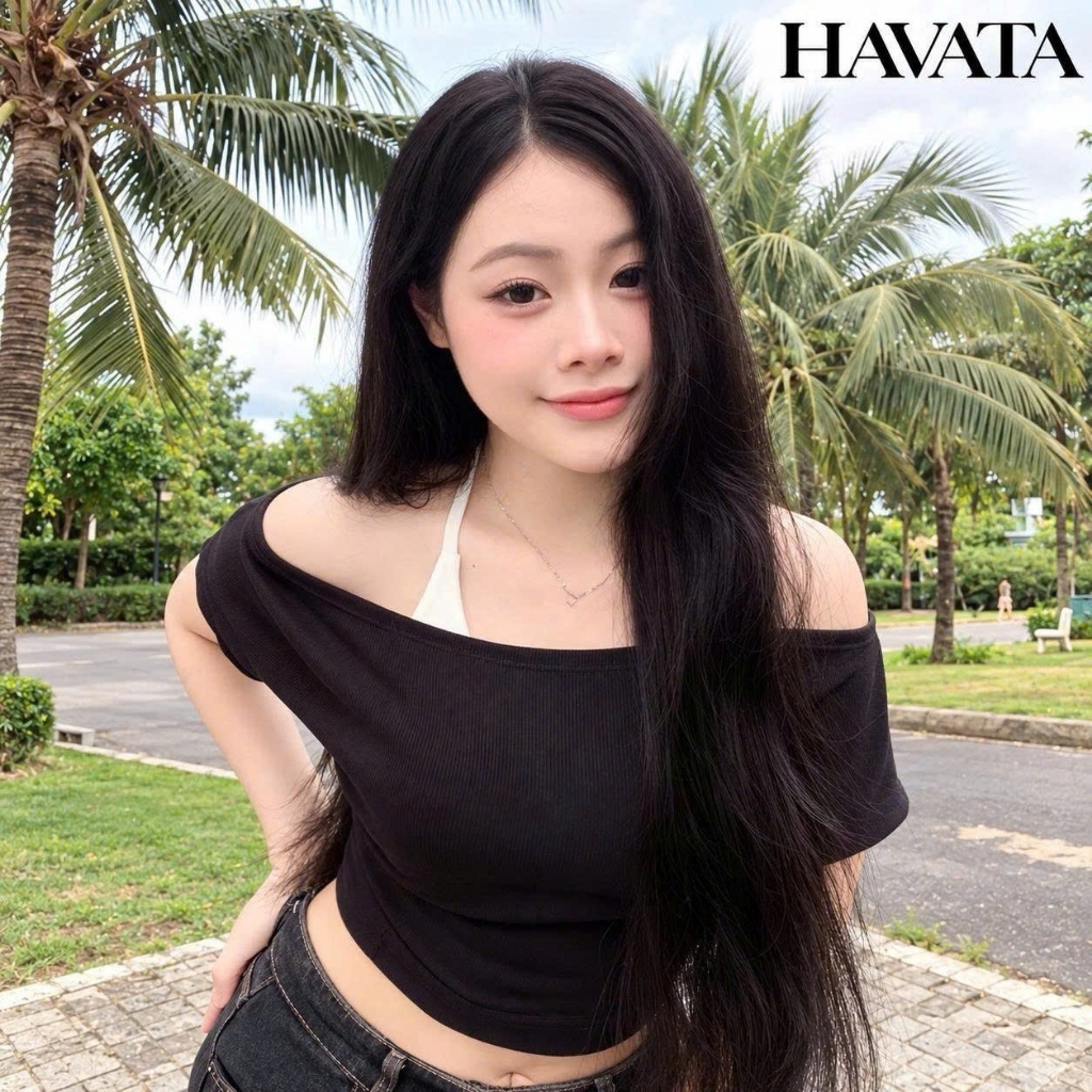 Combo Áo Trễ Vai + Áo Bra HAVATA VN Thun Gân Co Giãn Tôn Dáng
