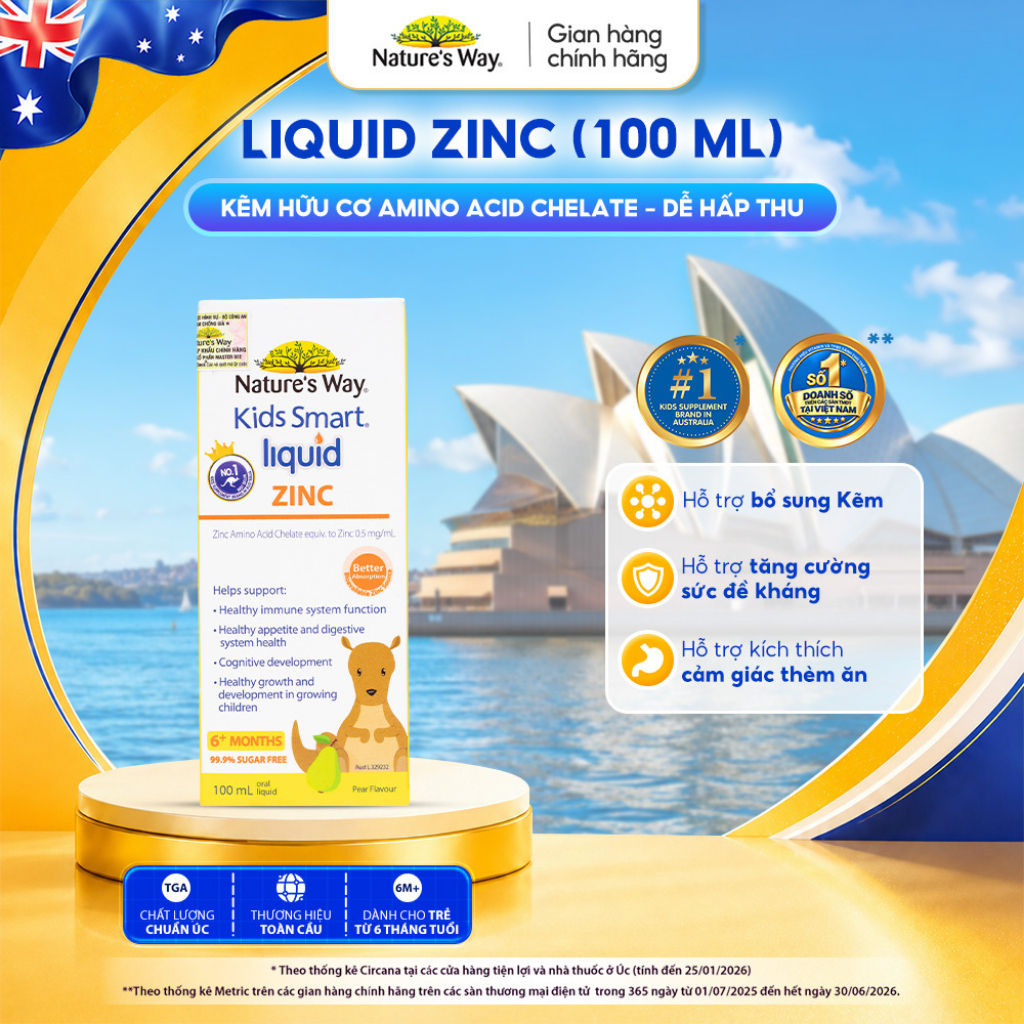 Siro Uống Nature's Way Kids Smart Liquid Zinc Bổ Sung Kẽm, Hỗ Trợ Tăng Cường Đề Kháng Cho Bé 100ml