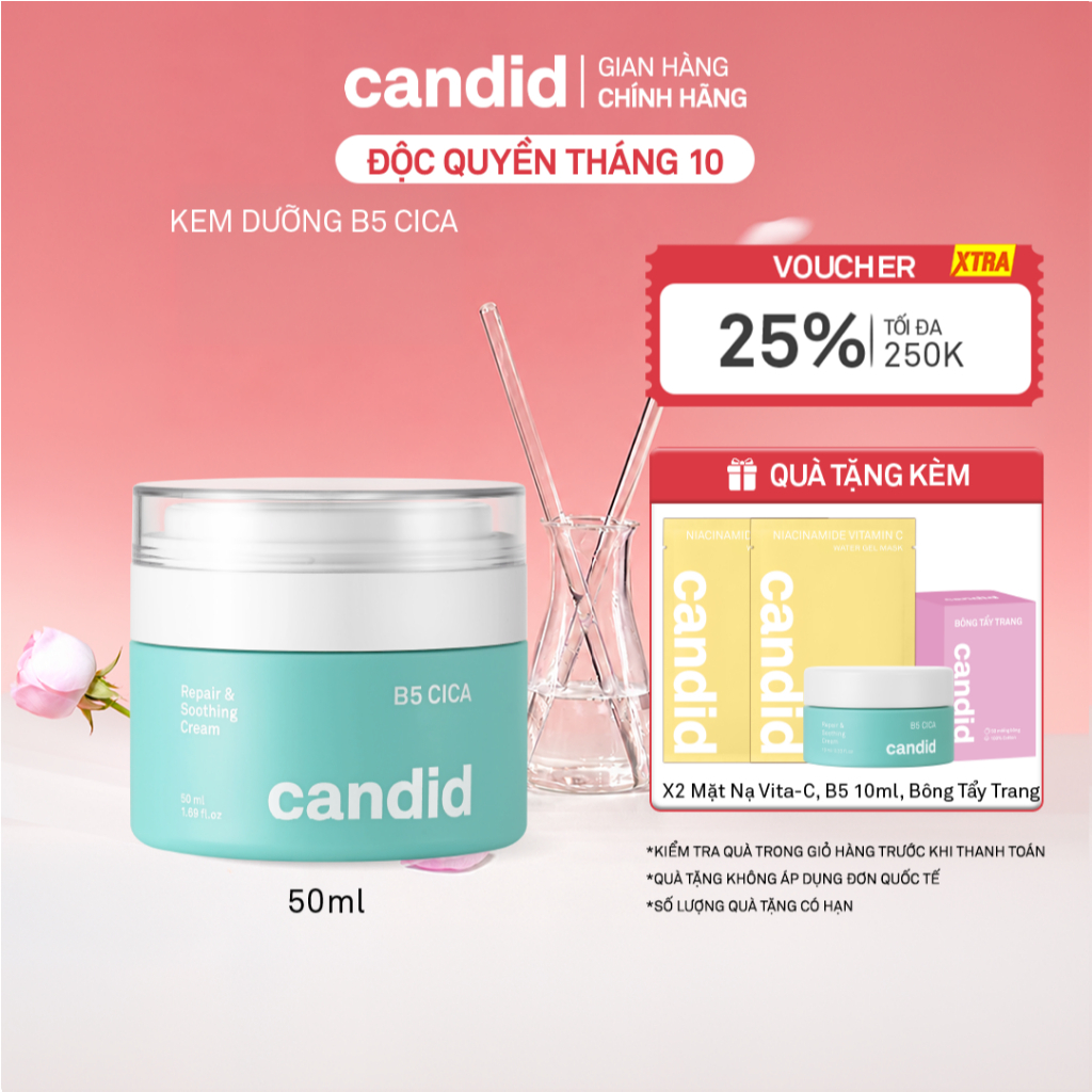 Kem dưỡng ẩm phục hồi Candid B5 Cica Repair and Soothing Cream 50ml