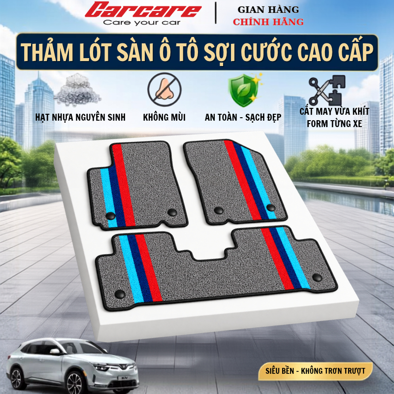 Thảm lót sàn ô tô sợi cước cao cấp cho VinFast Fadil, Lux A, VF3, VF5, VF6, VF8, e34 - Cắt sẵn, chống trượt, giấu bụi