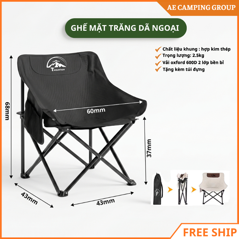Ghế Camping Ngả Lưng Tmountain Gấp Gọn Thư Giãn Dã Ngoại Du Lịch Cao Cấp Chắc Chắn 