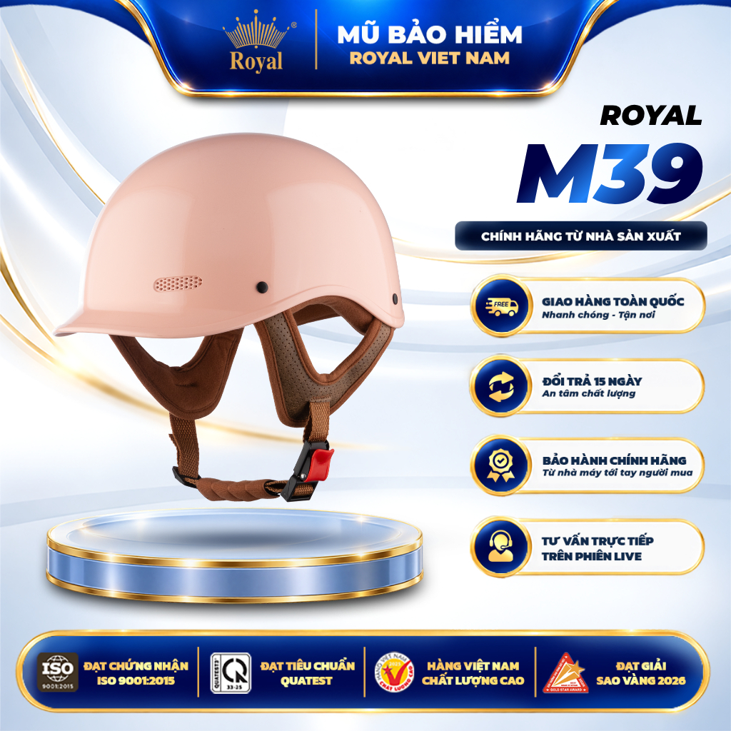 Mũ Bảo Hiểm Cá Heo Nửa Đầu Royal M39, Nón Bảo Hiểm 1/2 Thời Trang Phong Cách Nhật