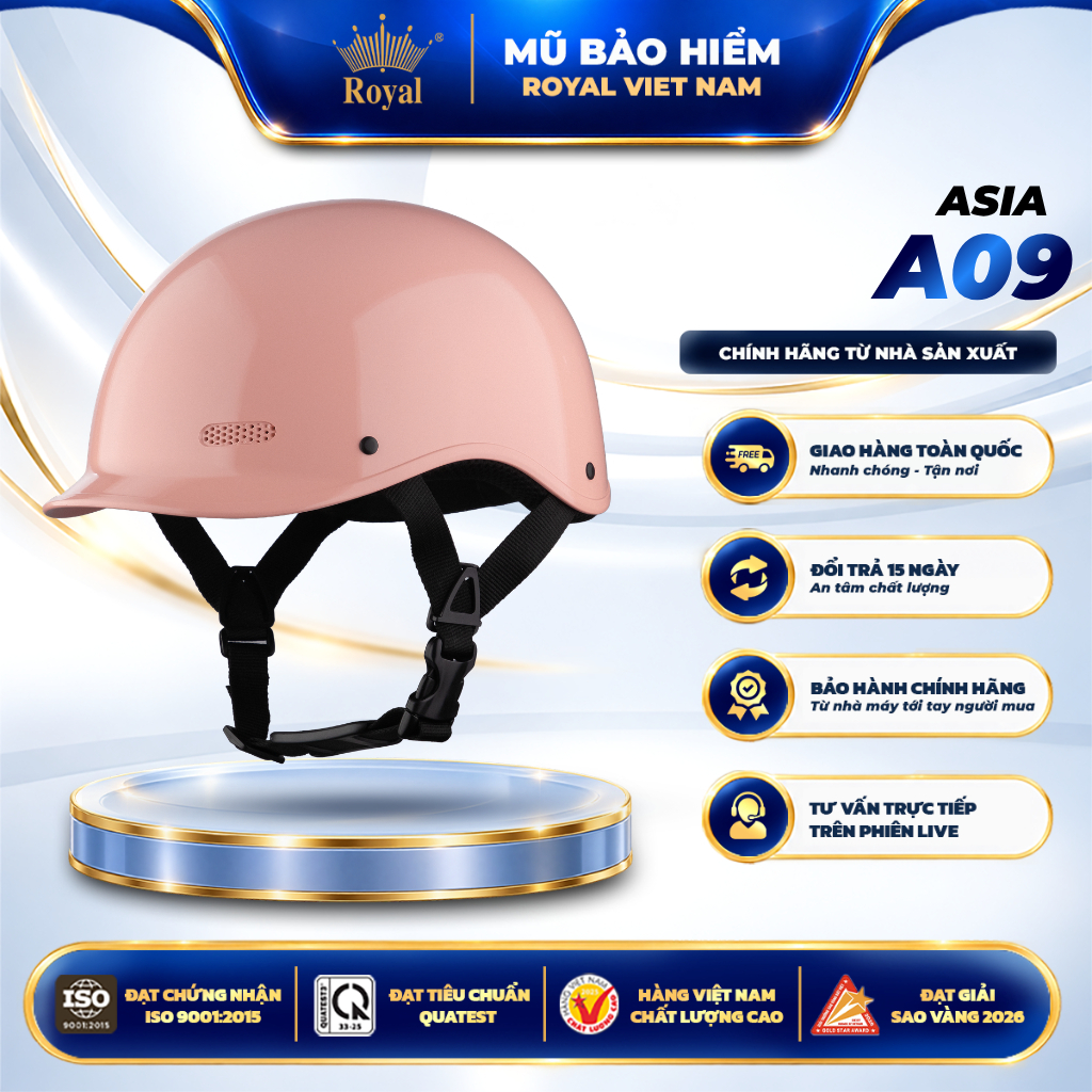 Mũ Bảo Hiểm 1/2 Đầu Asia A09 Thời Trang Cho Nam Và Nữ Bán Chạy Chính Hãng